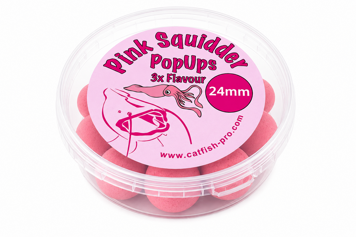 CATFISH PRO PINK SQUIDDER 24mm PINK POP-UPS IN RESEALABLE TUB | CATFISH BAIT