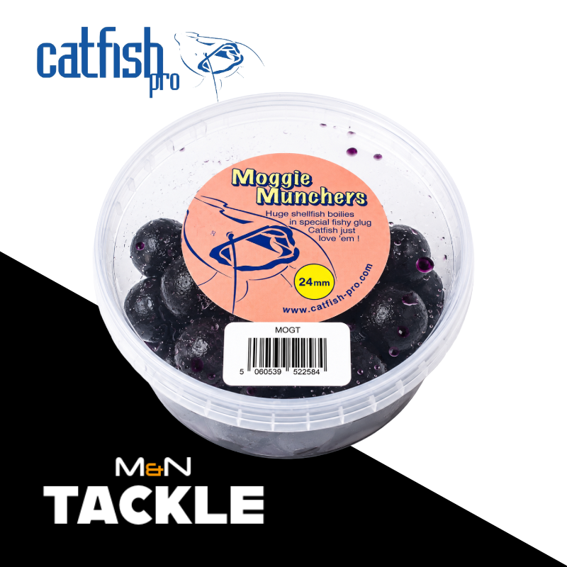 Catfish Pro Moggie Muncher 24mm Glugged Boilies In Resealable Tub | Catfish Bait
