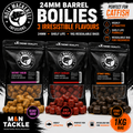 Holy Mackerel 24mm Shelf Life Barrel Boilies - 3 Flavours | Catfish Baits