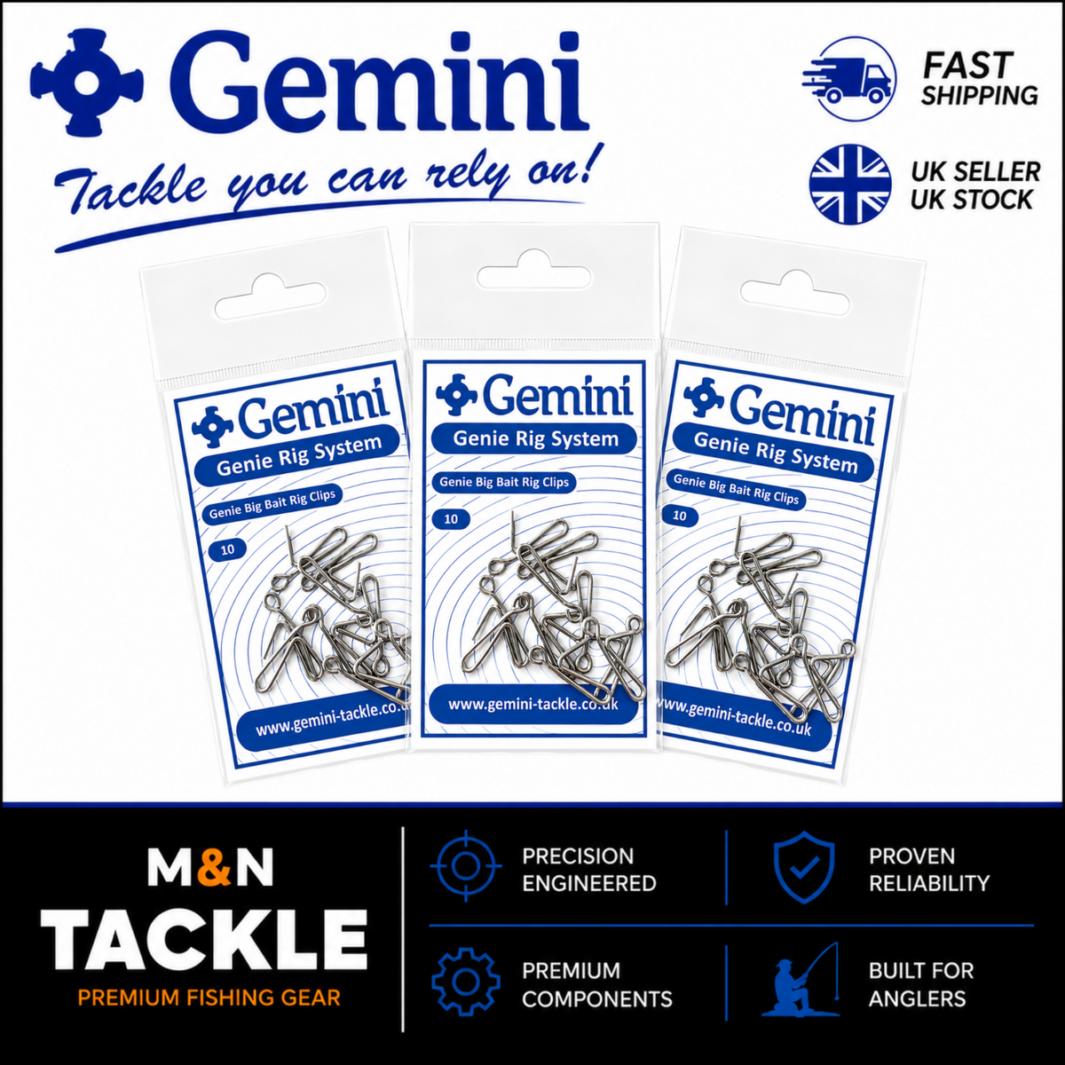 GEMINI TACKLE GENIE BIG BAIT RIG CLIPS - NEW | SEA FISHING RIG ACCESSORIES