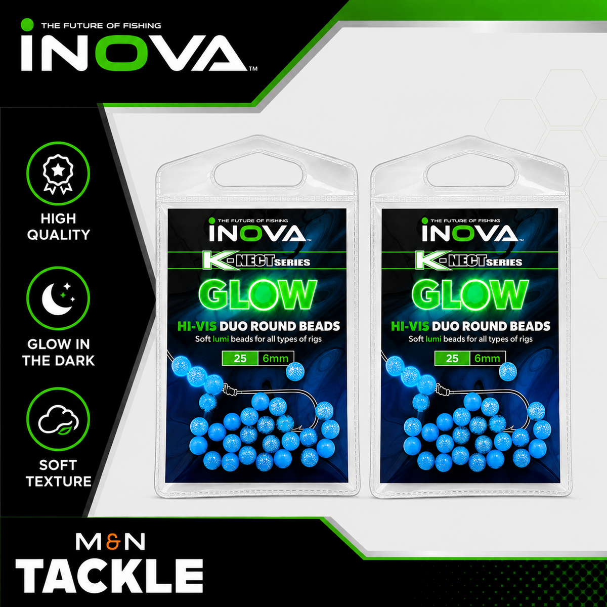 INOVA HI VIZ DUO ROUND BEADS - ALL COLOURS | SEA FISHING RIG ACCESSORIES