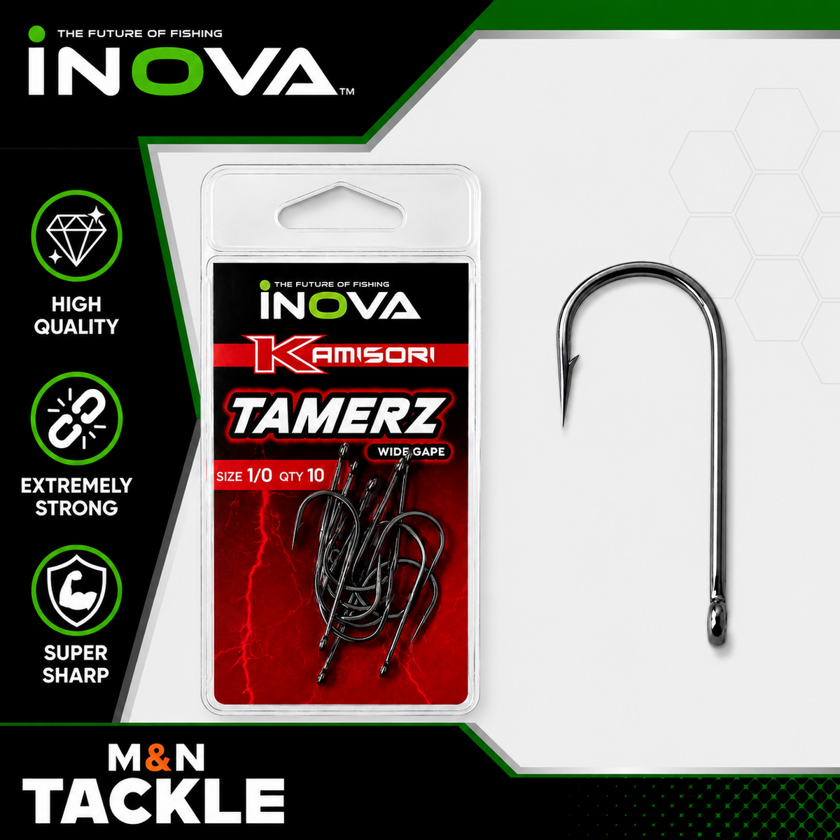 INOVA TAMERZ WIDE GAPE SEA HOOKS - ALL SIZES  | SEA FISHING HOOKS - BASS/COD