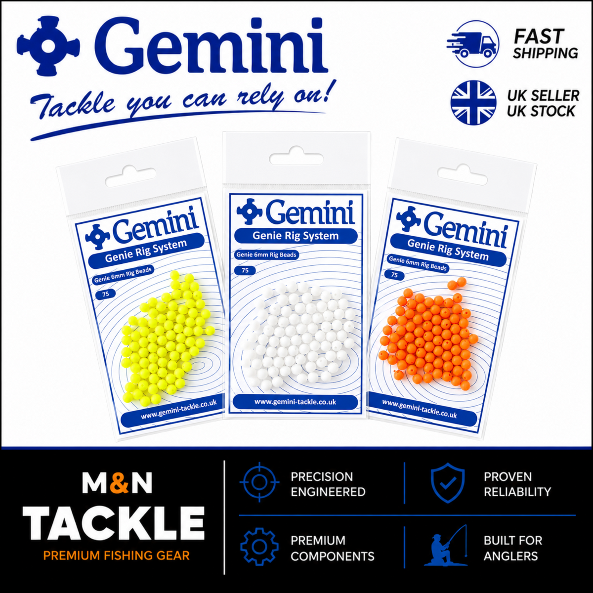 GEMINI TACKLE GENIE 6mm RIG BEADS - ALL COLOURS | SEA FISHING RIG ACCESSORIES