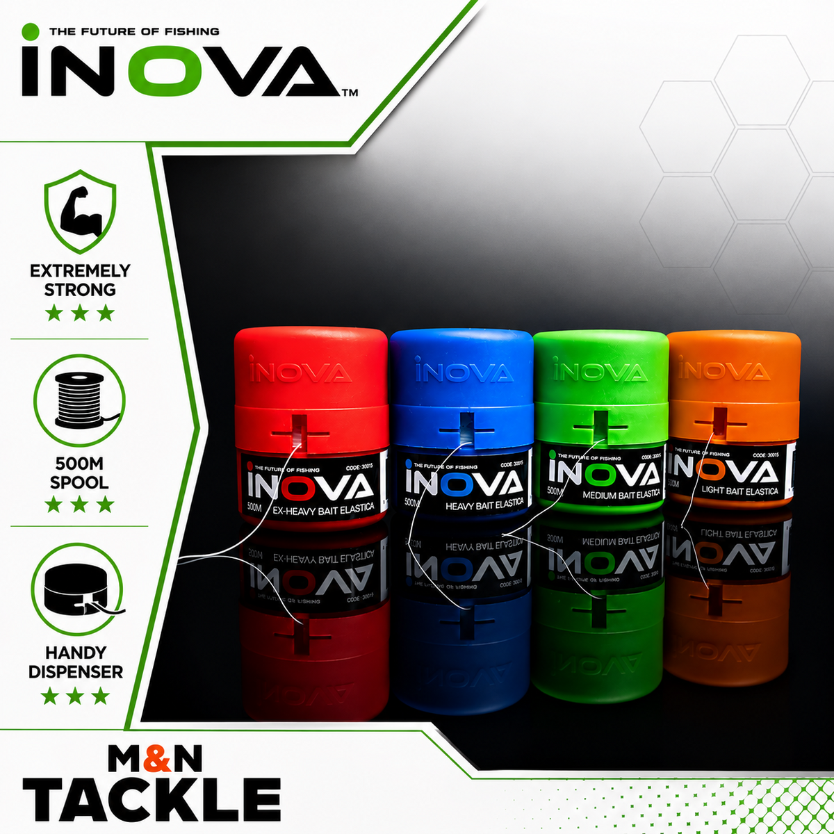 INOVA BAIT ELASTIC 500m SPOOLS | NEW - SEA FISHING ACCESSORIES