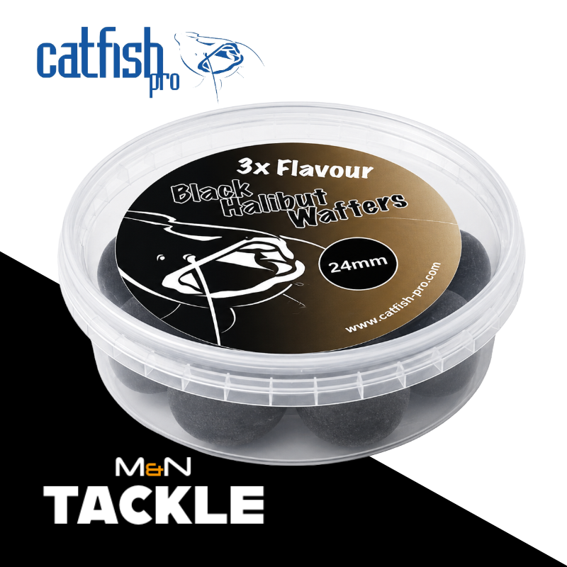 Catfish Pro Black Halibut 24mm Black Wafters In Resealable Tub | Catfish Bait