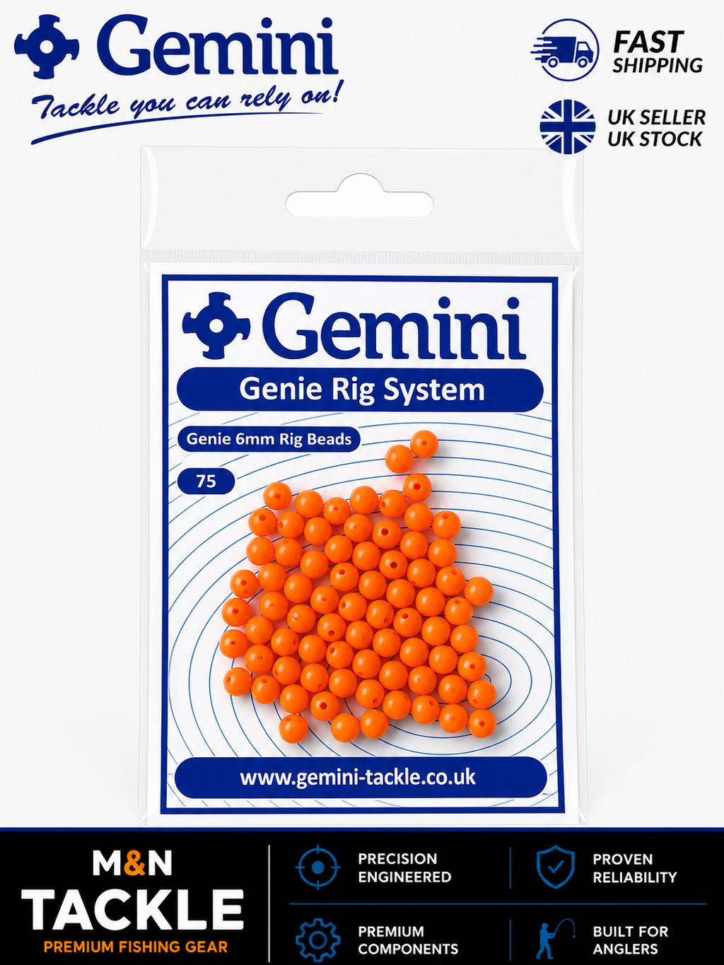 GEMINI TACKLE GENIE 6mm RIG BEADS - ALL COLOURS | SEA FISHING RIG ACCESSORIES