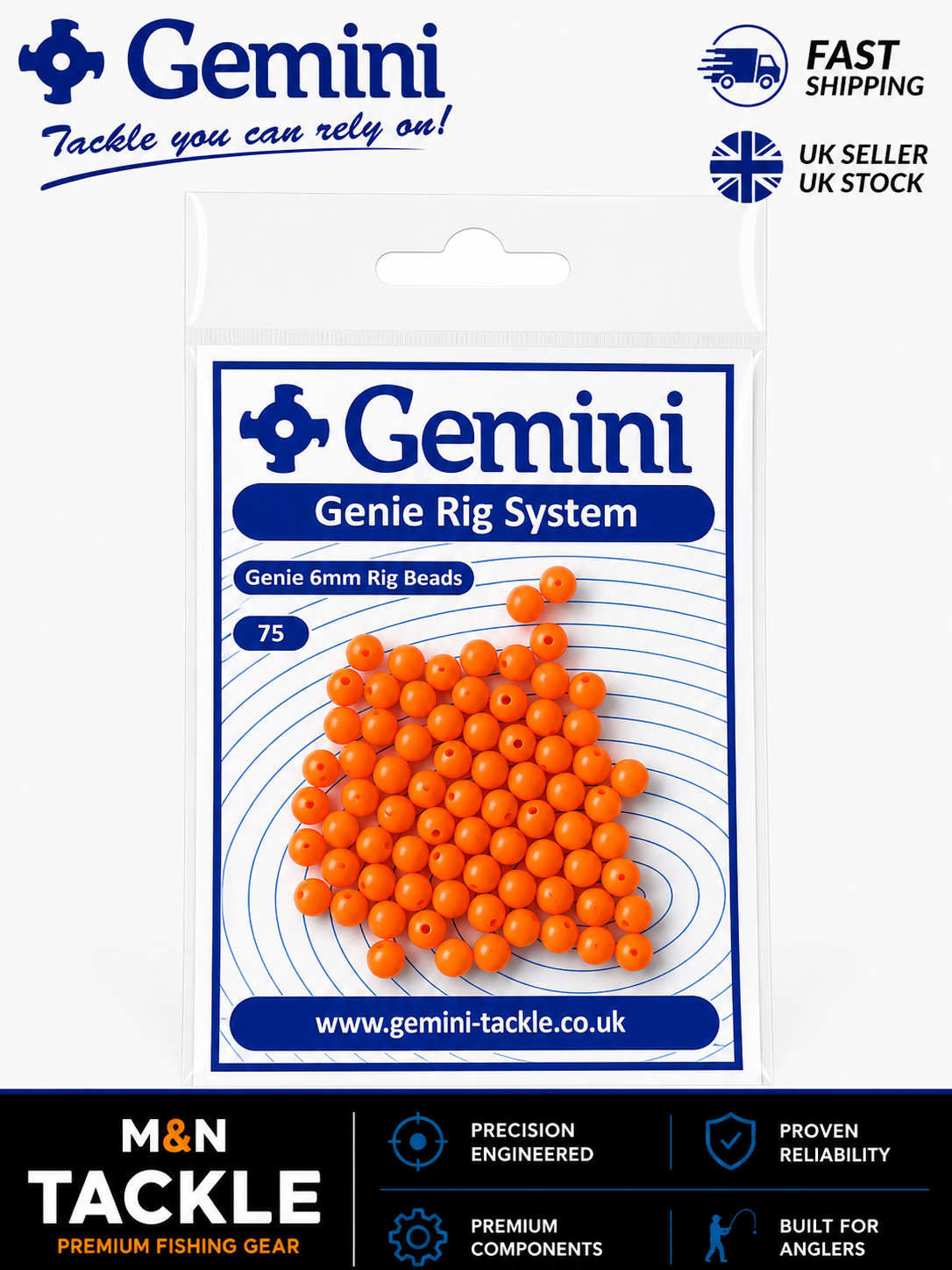 GEMINI TACKLE GENIE 6mm RIG BEADS - ALL COLOURS | SEA FISHING RIG ACCESSORIES