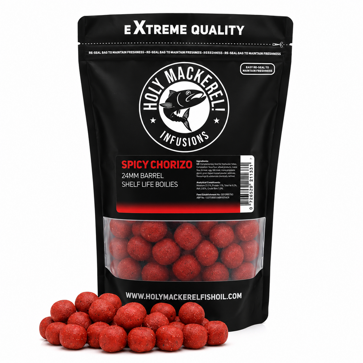 Holy Mackerel 24mm Shelf Life Barrel Boilies - 3 Flavours | Catfish Baits