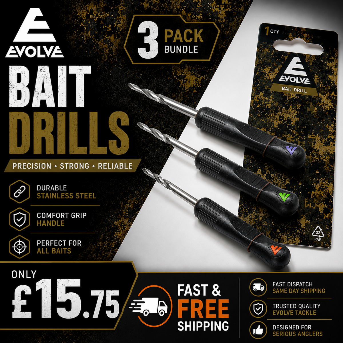 EVOLVE TACKLE 3 BAIT DRILL BUNDLE - NEW | CARP FISHING  RIG TOOLS & ACCESSORIES