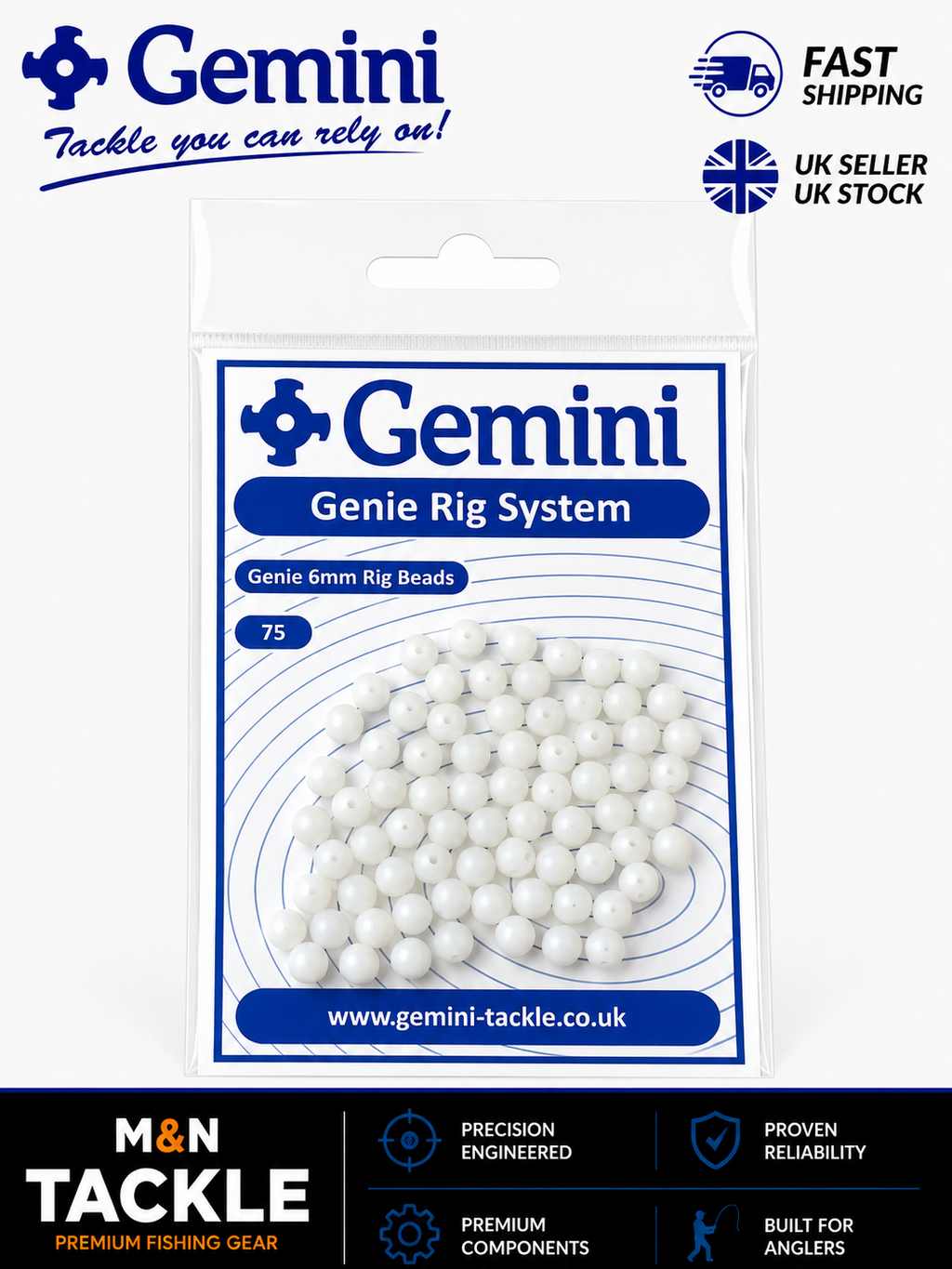 GEMINI TACKLE GENIE 6mm RIG BEADS - ALL COLOURS | SEA FISHING RIG ACCESSORIES