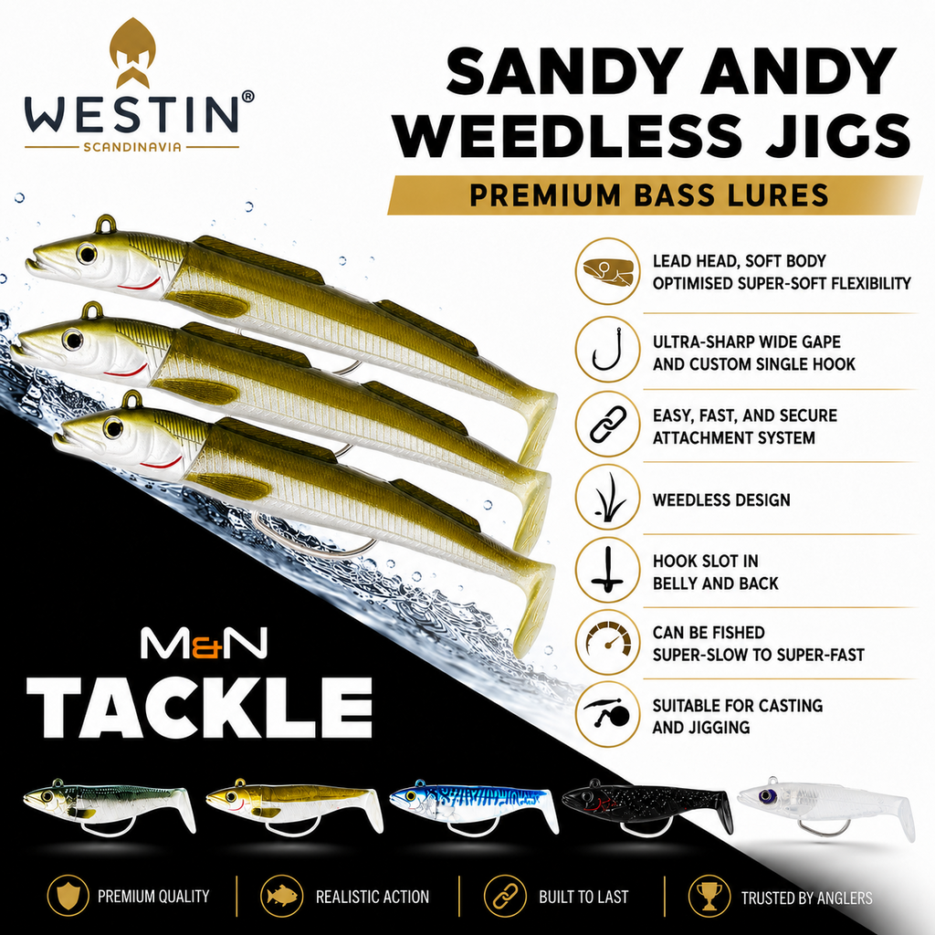WESTIN SANDY ANDY WEEDLESS JIG LURES - ALL SIZES | IDEAL FOR BASS,WRASSE,POLLOCK