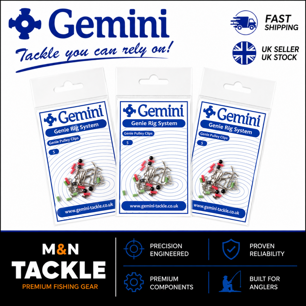 GEMINI TACKLE GENIE PULLEY CLIPS  | SEA FISHING RIG ACCESSORIES