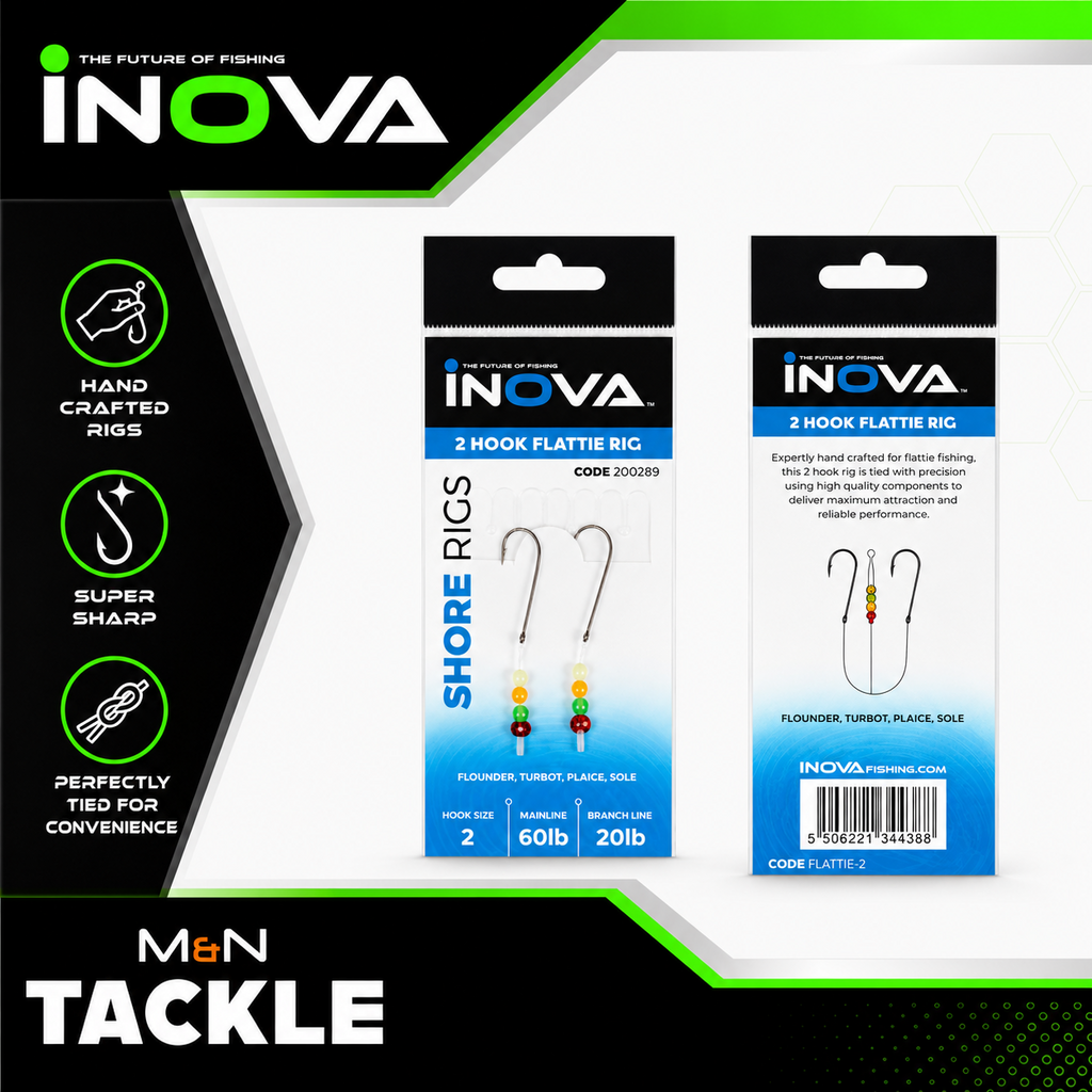 INOVA 2 HOOK FLATTIE READY TIED SEA RIGS | SEA FISHING RIGS - RAYS, FLATFISH