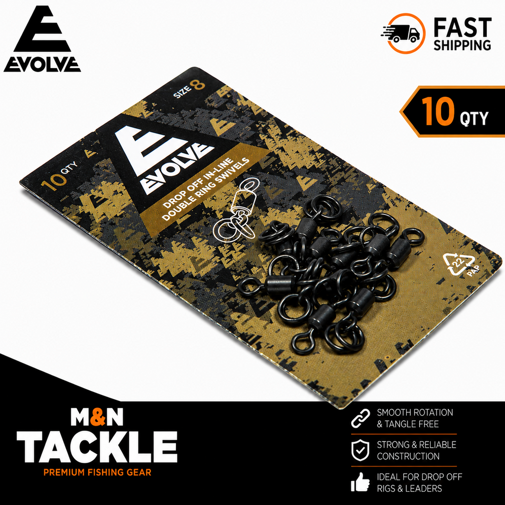 EVOLVE TACKLE DROP OFF INLINE DOUBLE RING SWIVELS  | CARP FISHING ACCESSORIES