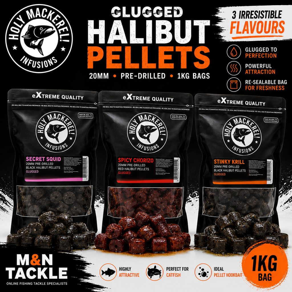 Holy Mackerel 20mm Pre Drilled Glugged Halibut Pellets | Catfish Baits & Liquids