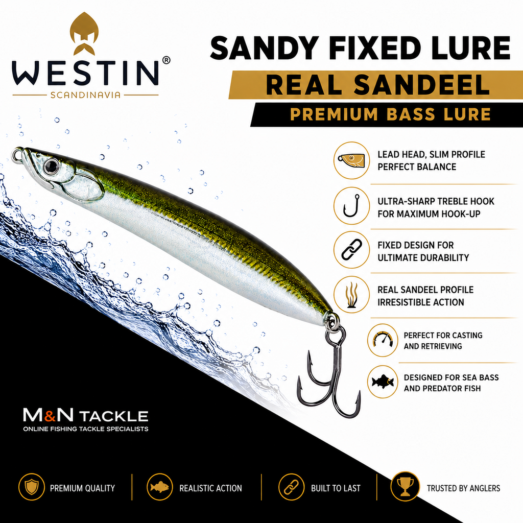 Westin Sandy Fixed Bass Lures - Real Sandeel | Sea Fishing Bass Lures