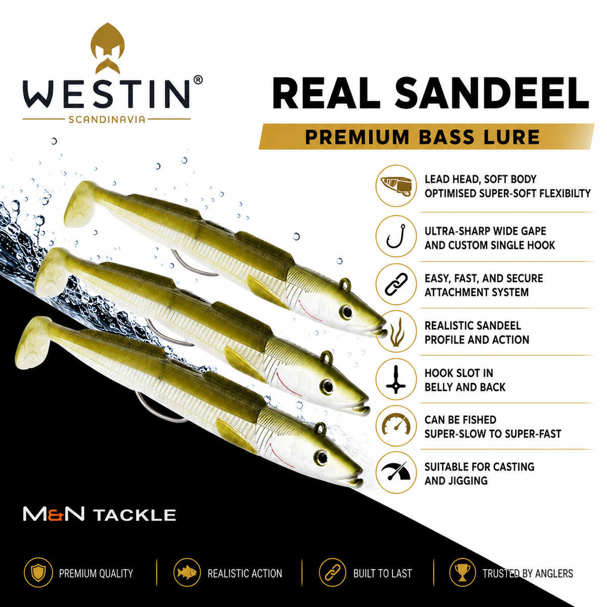 Westin Sandy Andy Weedless Jigs - Real Sandeel | Sea Fishing Bass Lures