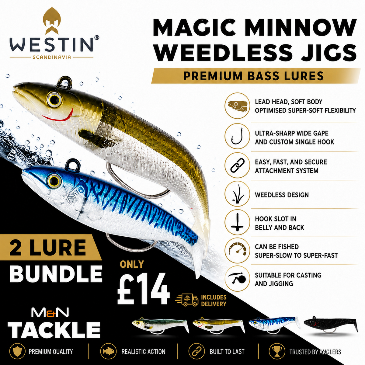 WESTIN MAGIC MINNOW WEEDLESS JIG BUNDLE DEALS - | BUY 2 FOR £14 DELIVERED!