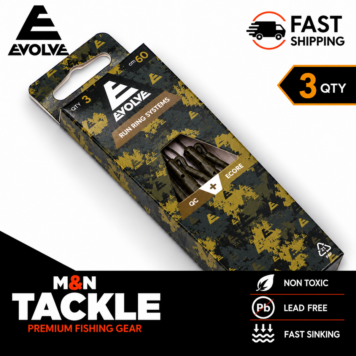 EVOLVE TACKLE ECORE LEAD FREE LEADERS - RUN RING SYSTEMS '+' VERSION