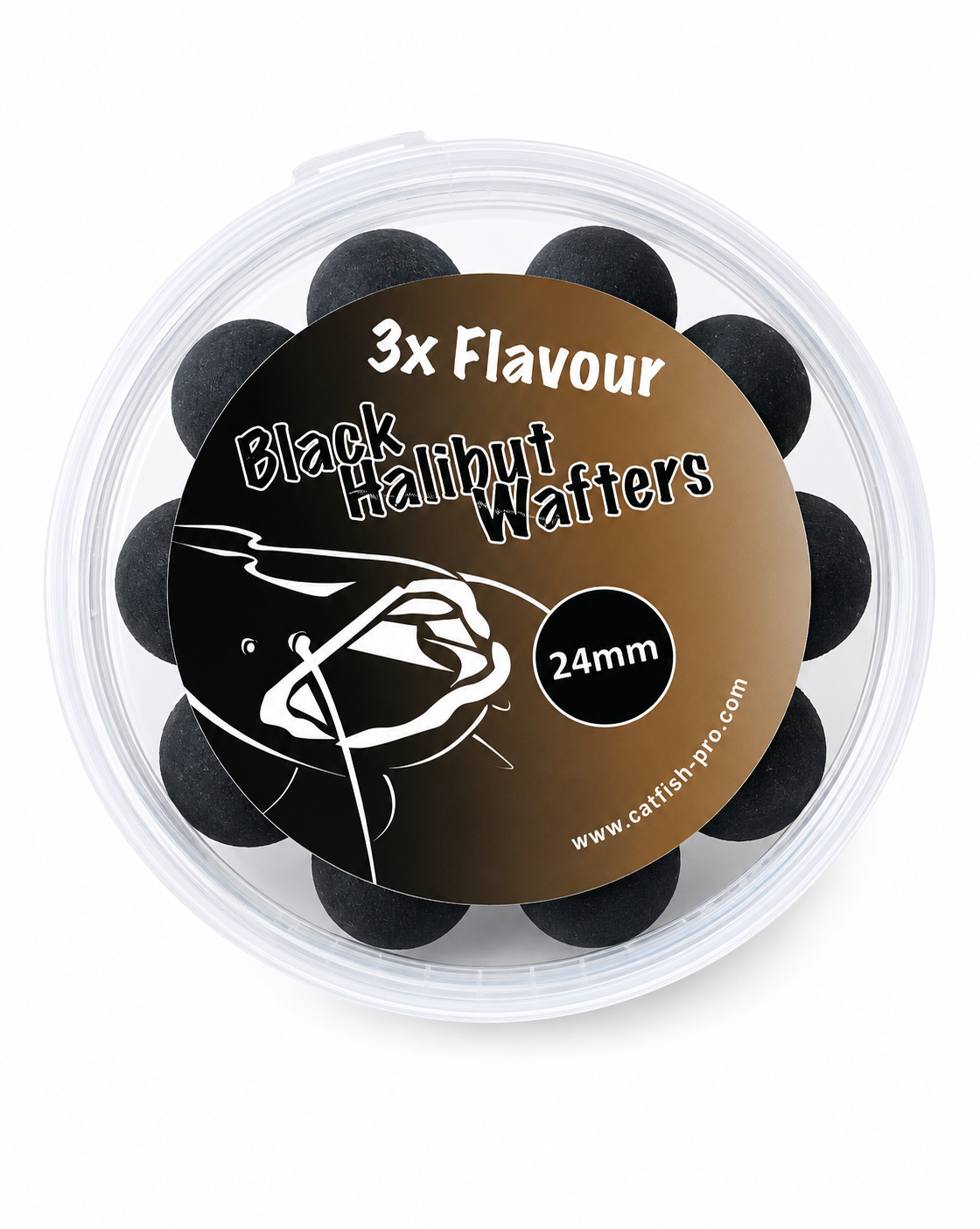Catfish Pro Black Halibut 24mm Black Wafters In Resealable Tub | Catfish Bait