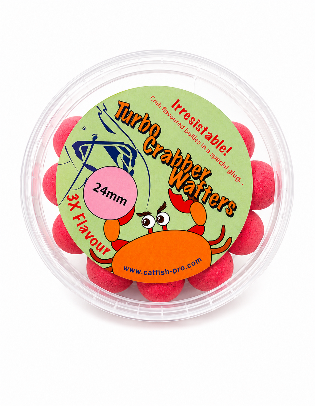 Catfish Pro Turbo Crabber 24mm Pink Wafters In Resealable Tub | Catfish Bait