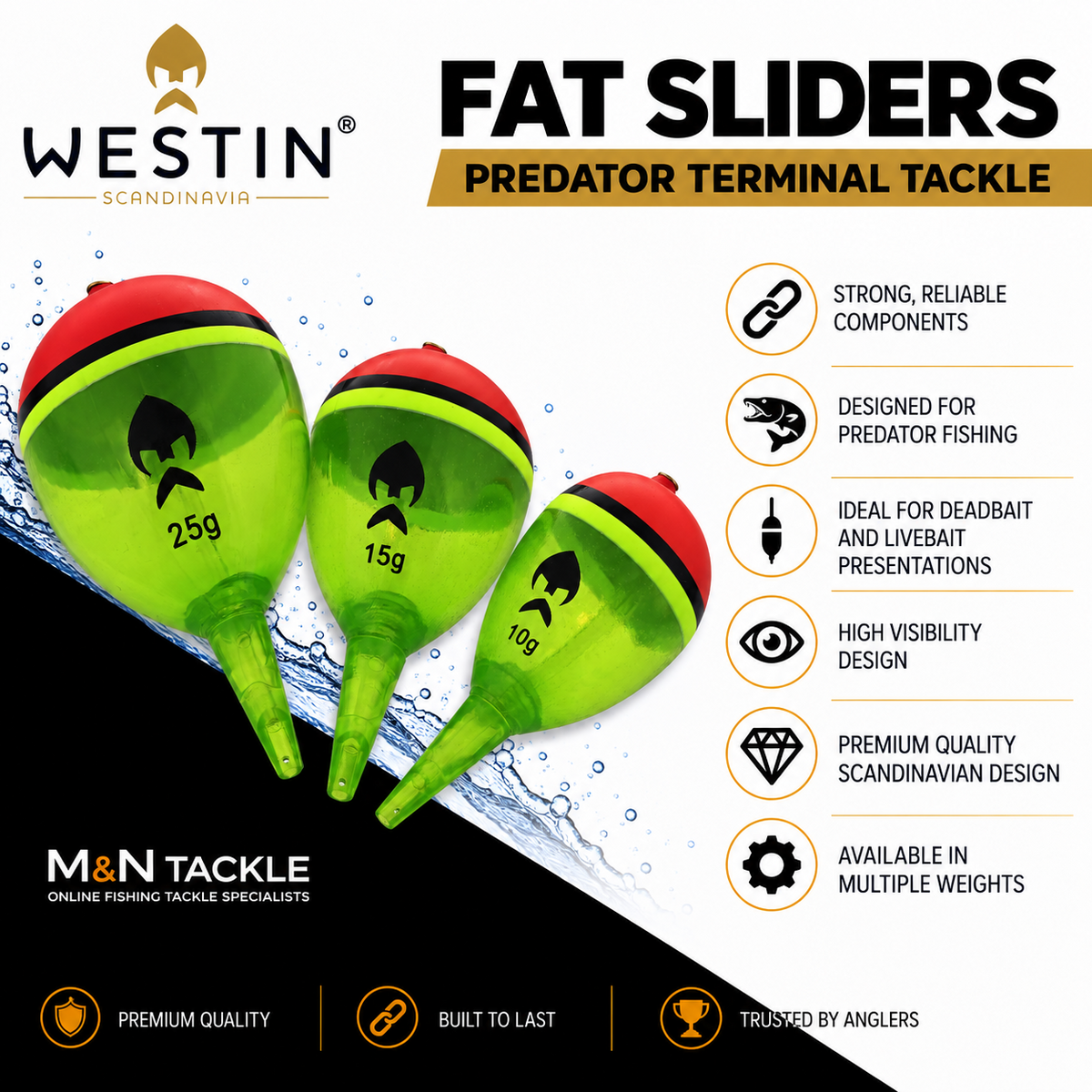 WESTIN FAT SLIDER DEADBAIT FLOATS - ALL SIZES | PREDATOR FISHING TACKLE