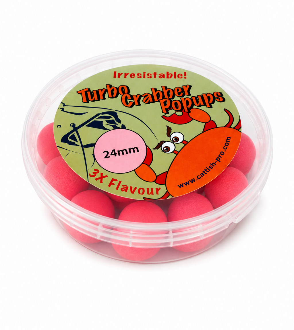 CATFISH PRO TURBO CRABBER 24mm PINK POP-UPS IN RESEALABLE TUB | CATFISH BAIT