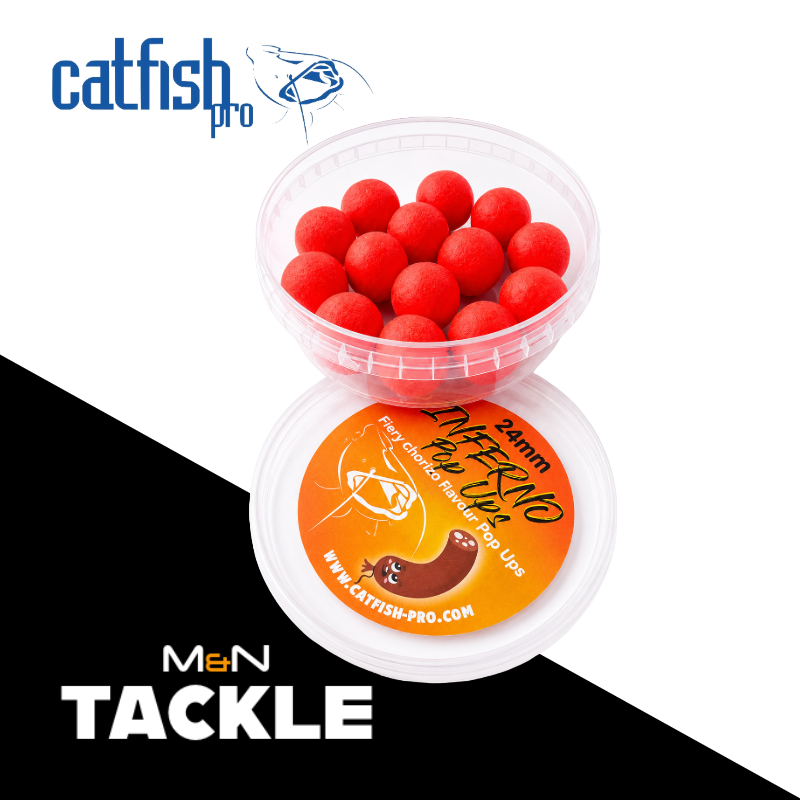 Catfish Pro Inferno 24mm Spicy Chorizo Pop-Ups - Resealable Tub | Catfish Baits