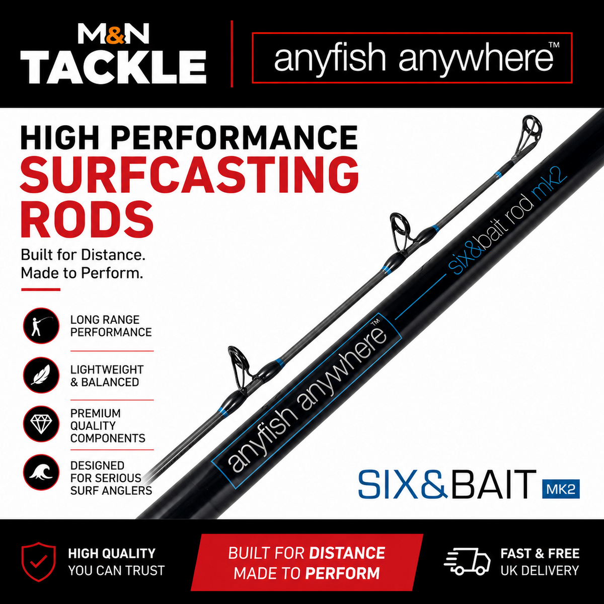 ANYFISH ANYWHERE SIX&BAIT MK2 BLUE SERIES SURFCASTING RODS - ALL MODELS | NEW