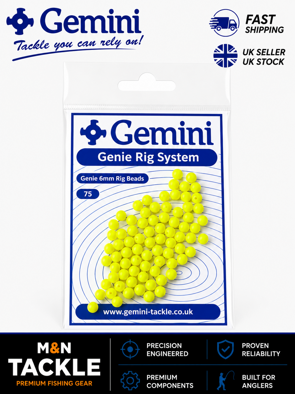 GEMINI TACKLE GENIE 6mm RIG BEADS - ALL COLOURS | SEA FISHING RIG ACCESSORIES