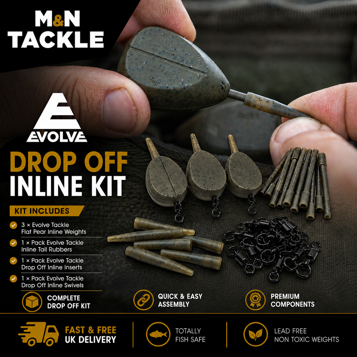 Evolve Tackle Drop Off Inline Rig Kits - NEW | Carp Fishing Rig Accessories
