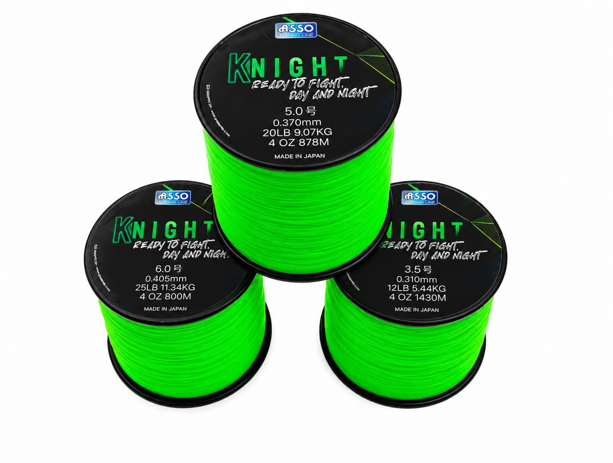 ASSO KNIGHT SURFCASTING LINE - HI VIZ GREEN 4oz SPOOLS | NEW- SURFCASTING MONO