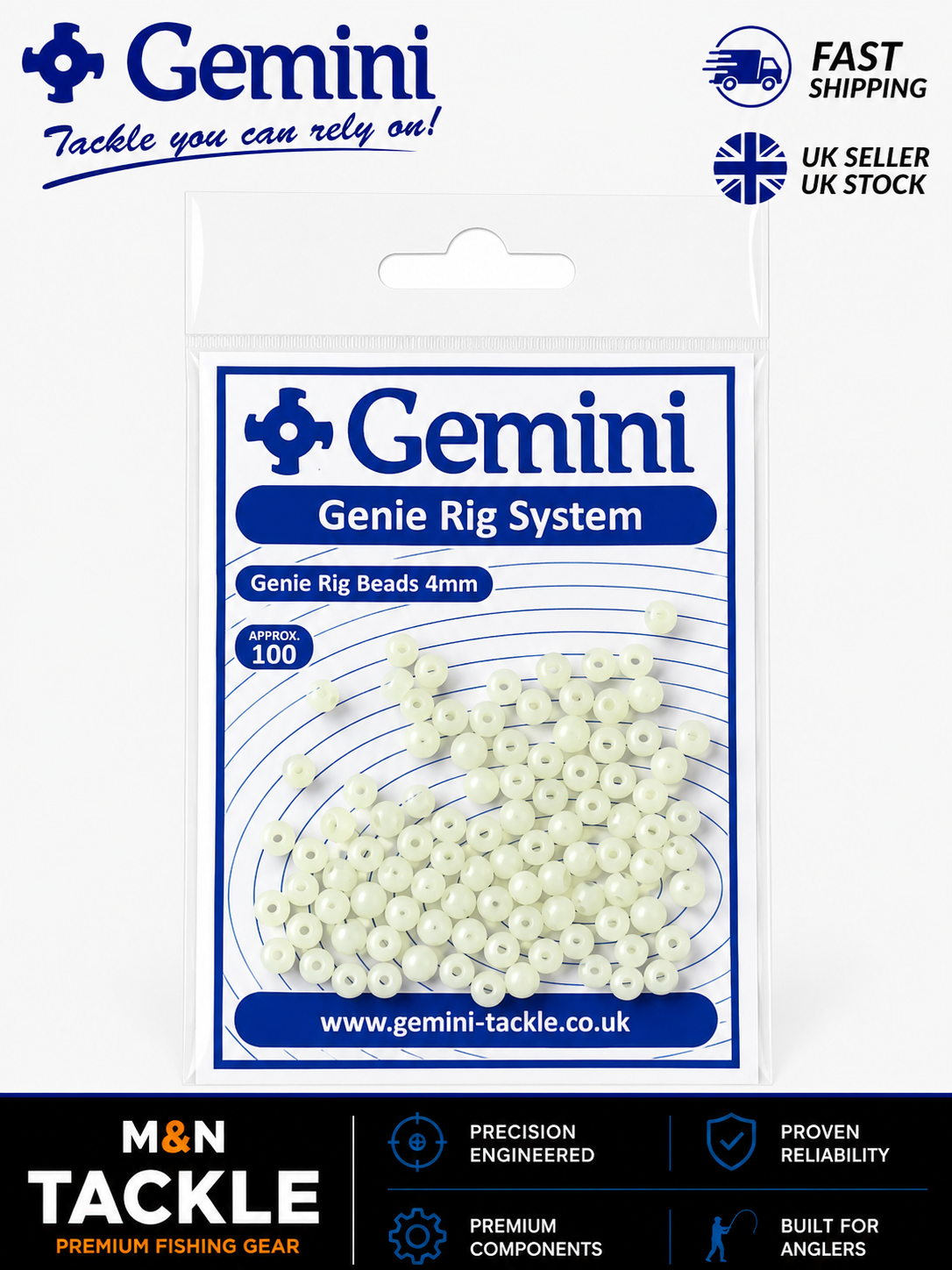 GEMINI TACKLE GENIE 4mm RIG BEADS - ALL COLOURS | SEA FISHING RIG ACCESSORIES