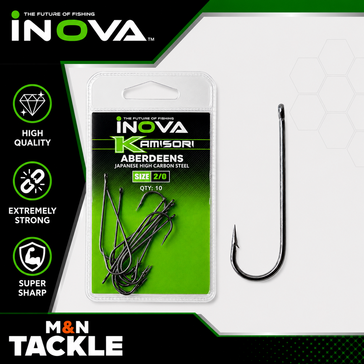INOVA KAMISORI ABERDEEN SEA HOOKS - ALL SIZES  | SEA FISHING HOOKS - BASS/COD