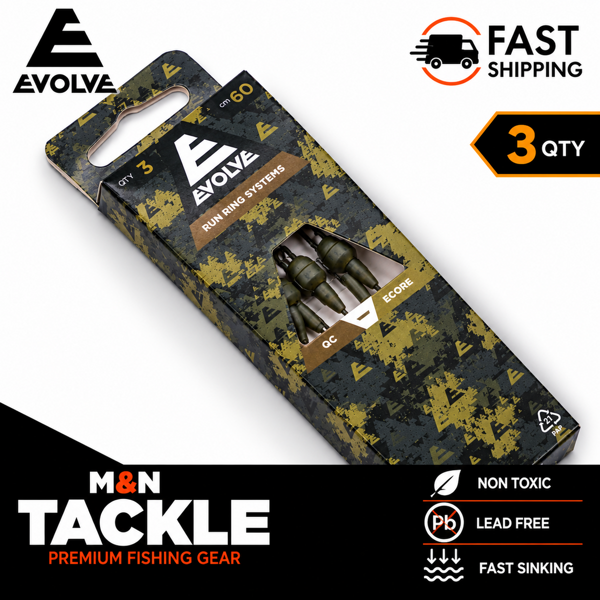 EVOLVE TACKLE ECORE LEAD FREE LEADERS - RUN RING SYSTEMS '-' VERSION