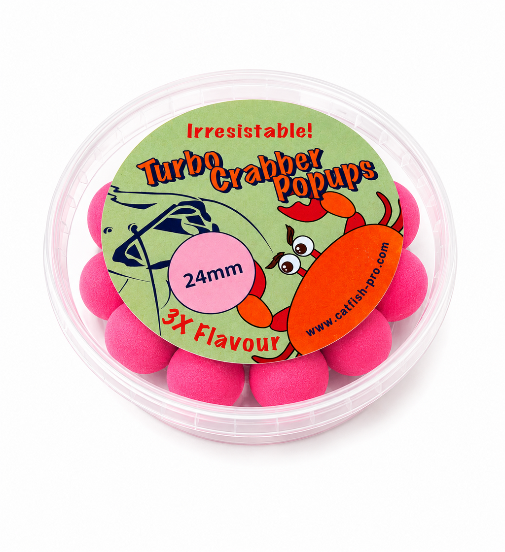 CATFISH PRO TURBO CRABBER 24mm PINK POP-UPS IN RESEALABLE TUB | CATFISH BAIT