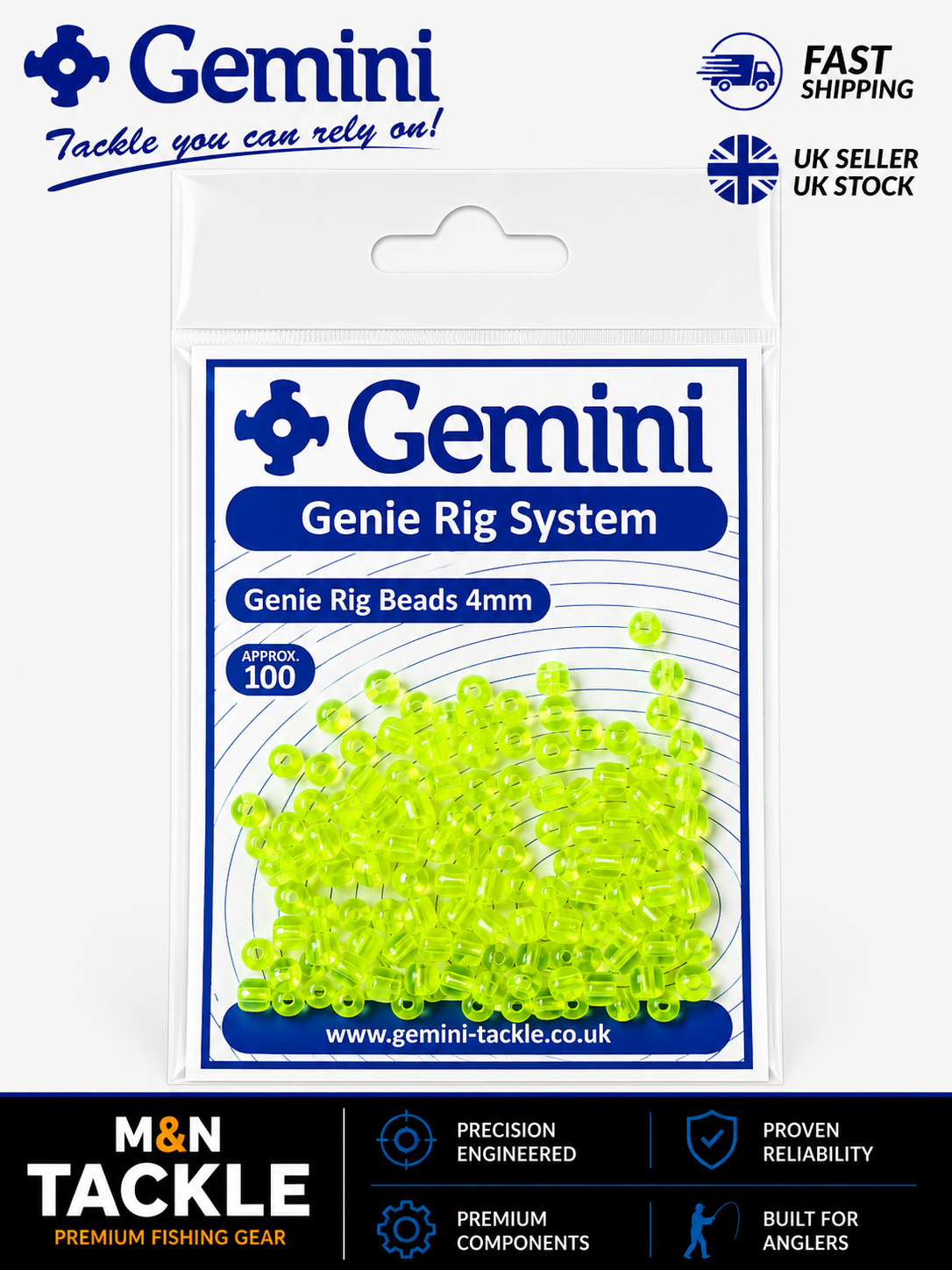 GEMINI TACKLE GENIE 4mm RIG BEADS - ALL COLOURS | SEA FISHING RIG ACCESSORIES