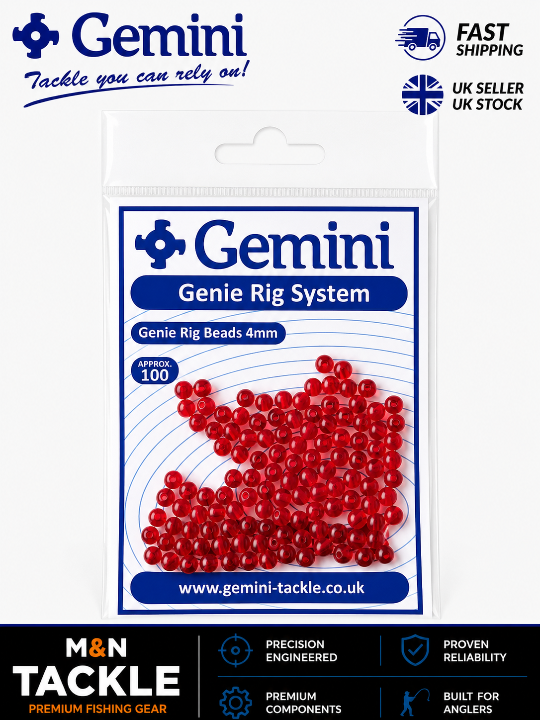 GEMINI TACKLE GENIE 4mm RIG BEADS - ALL COLOURS | SEA FISHING RIG ACCESSORIES