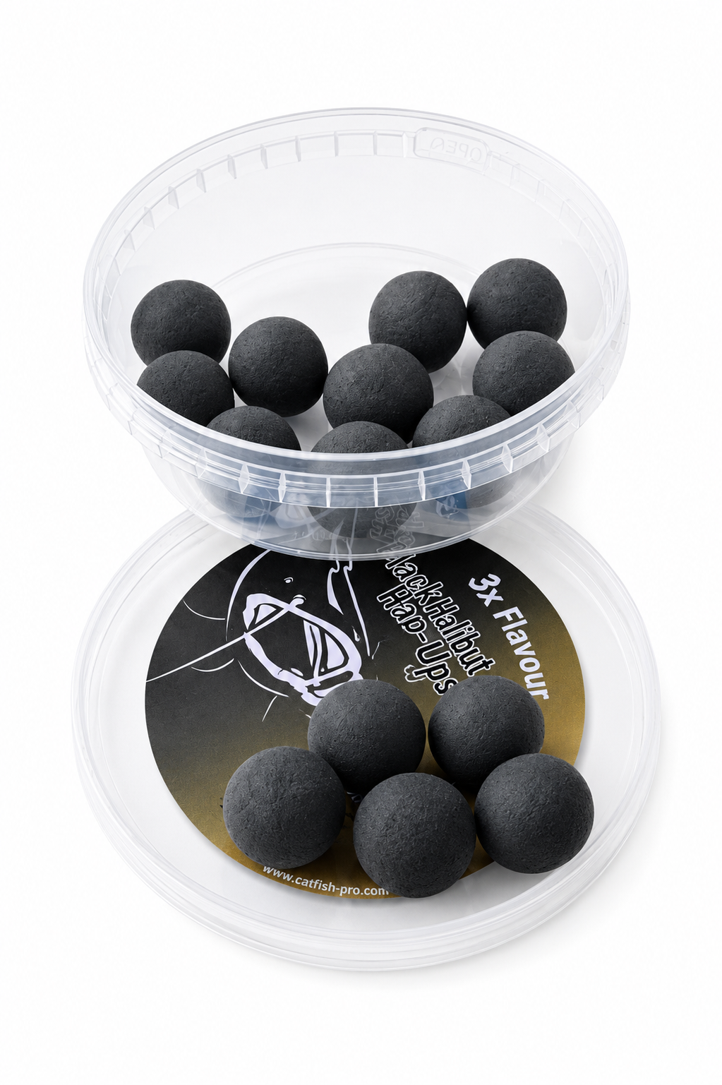 Catfish Pro Black Halibut 24mm Black Pop-Ups In Resealable Tub  | Catfish Baits