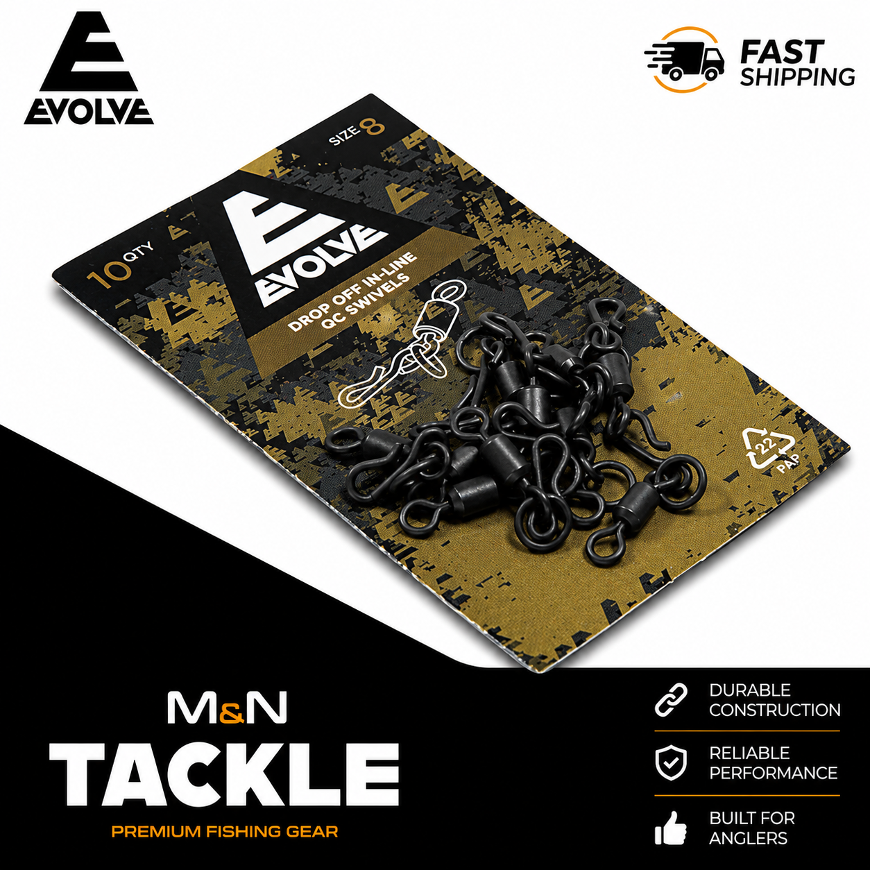 Evolve Tackle Drop Off Inline QC Swivels | Carp Fishing Rig Accessories