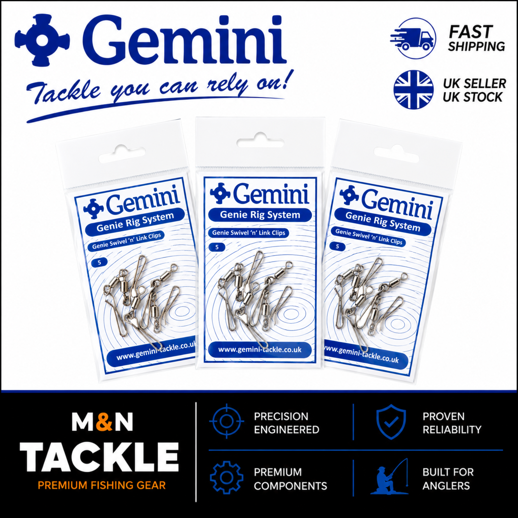 Gemini Tackle Genie Swivel 'n' Link Clips | Sea Fishing Rig Accessories