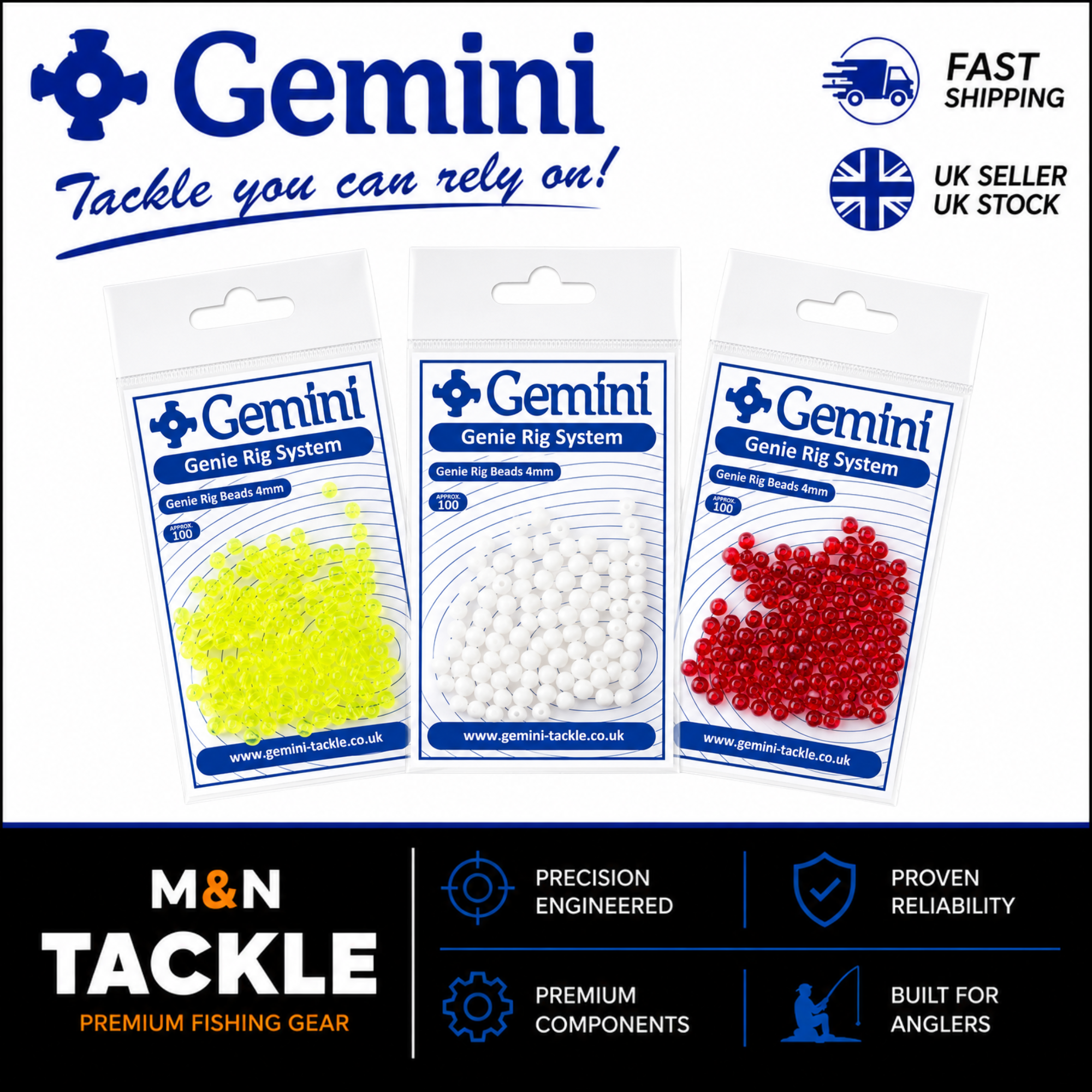 Gemini Tackle Genie 4mm Rig Beads - All Colours | Sea Fishing Rig Accessories