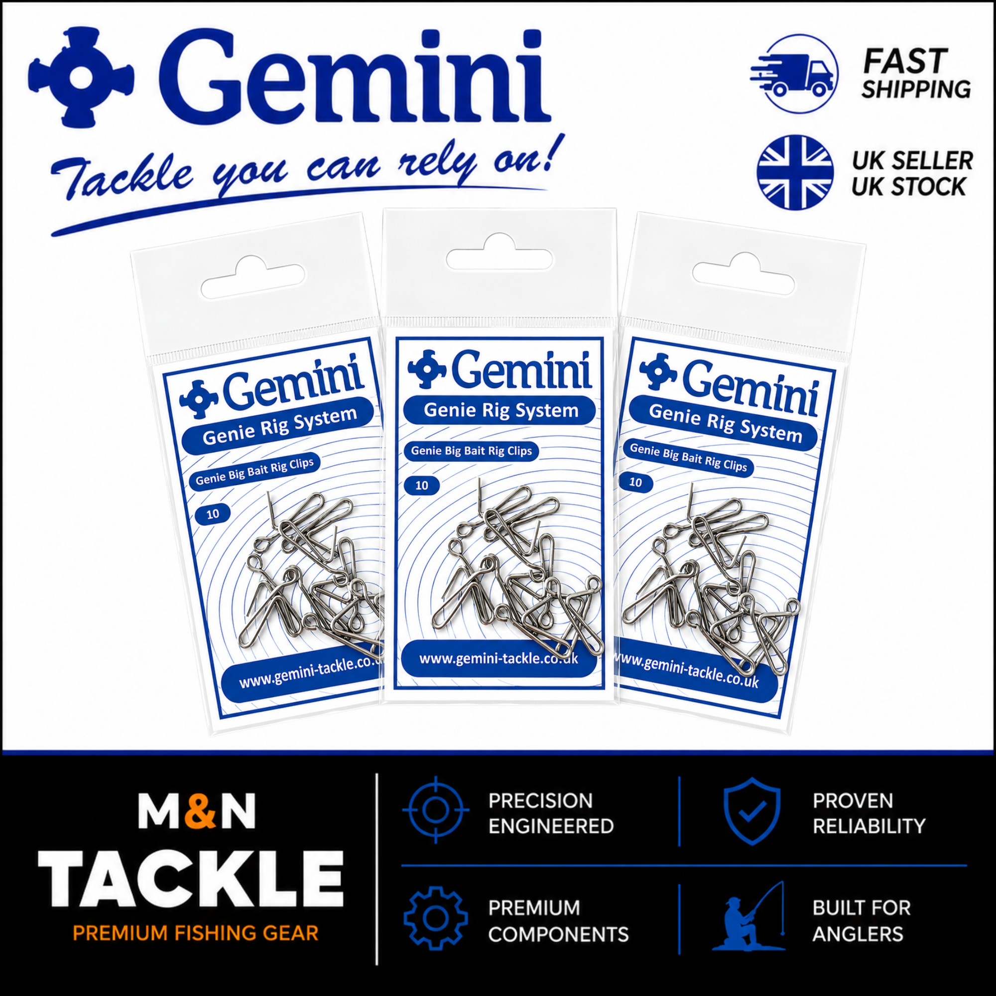 Gemini Tackle Genie Big Bait Rig Clips | Sea Fishing Rig Accessories