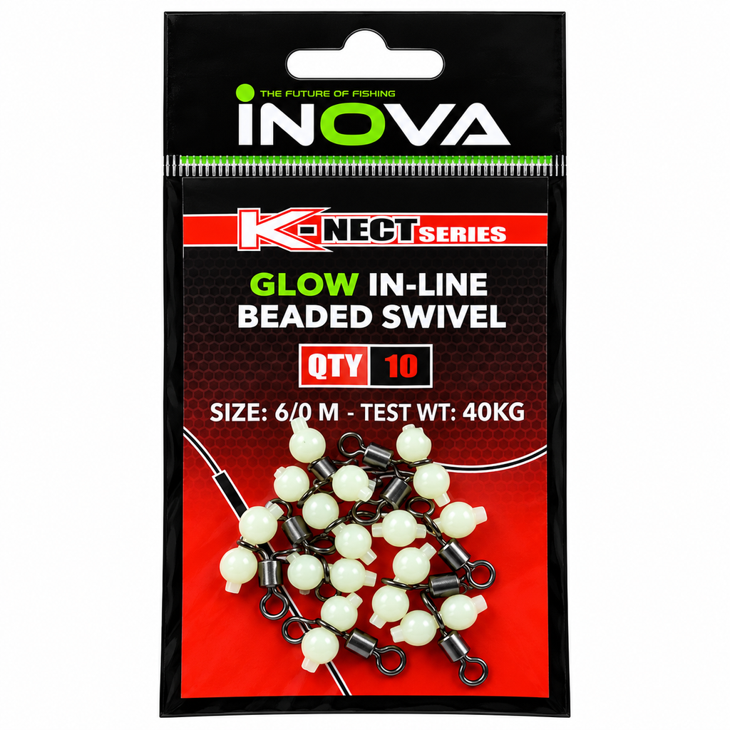 INOVA GLOW INLINE BEADED SWIVELS x 10 PER PACKET  | SEA FISHING RIG ACCESSORIES