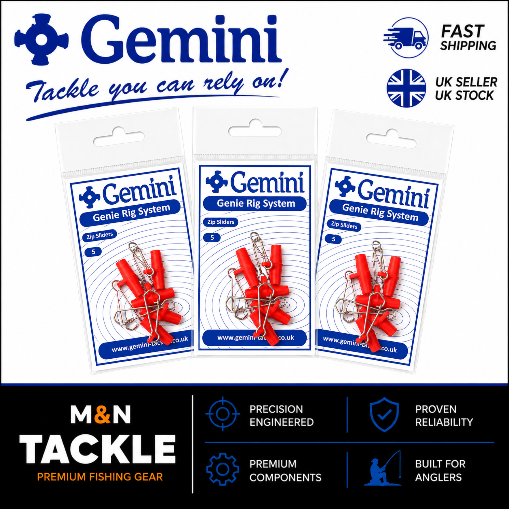 Gemini Tackle Zip Sliders | Sea Fishing Rig Accessories